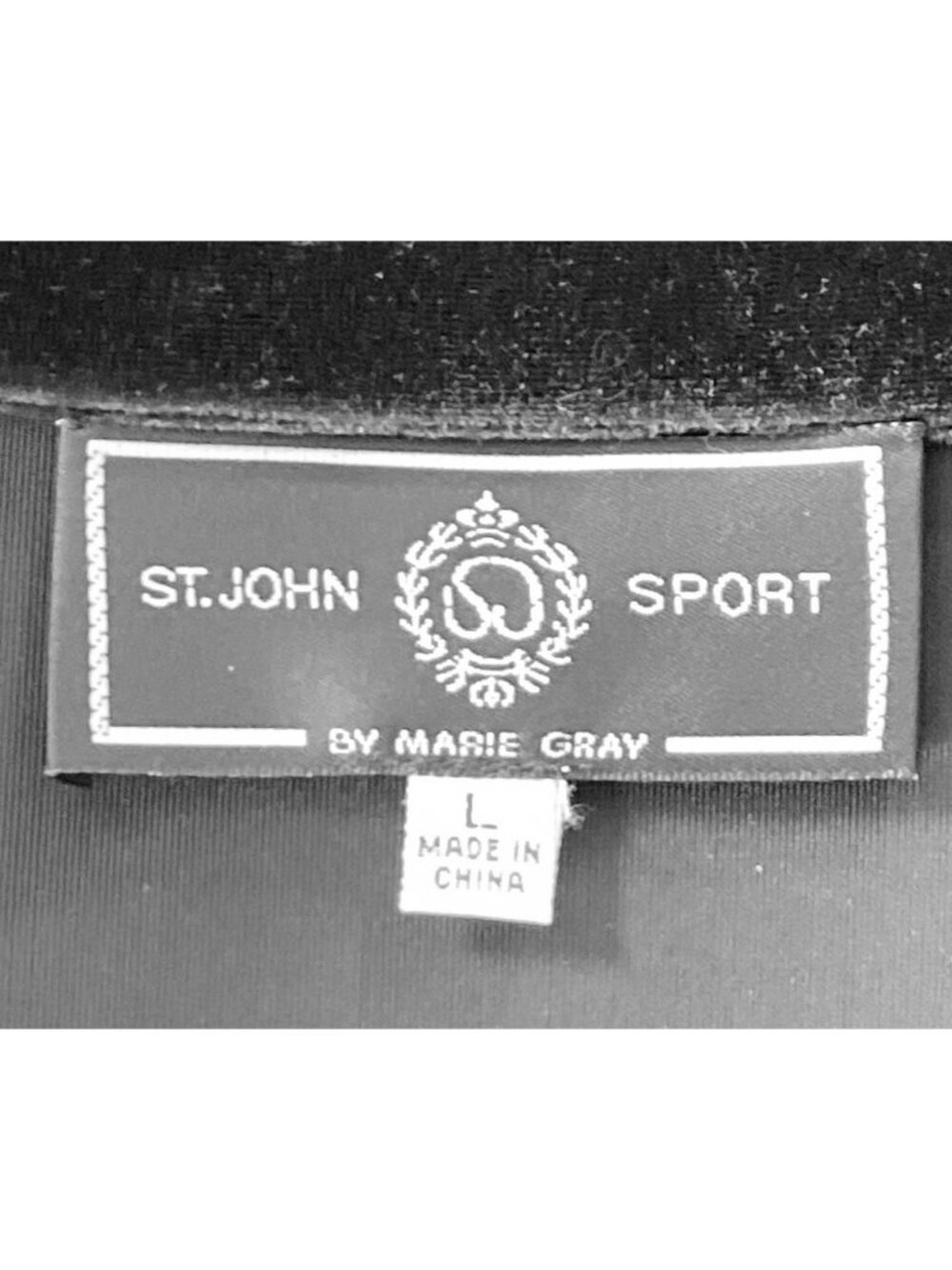 St John Sport Black Velour Quarter Zip Shirt Top Long Sleeve Rhinestone Large - Picture 7 of 7